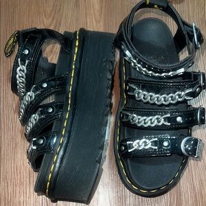 Dr. Martens Black Platform Sandals with Chain Straps